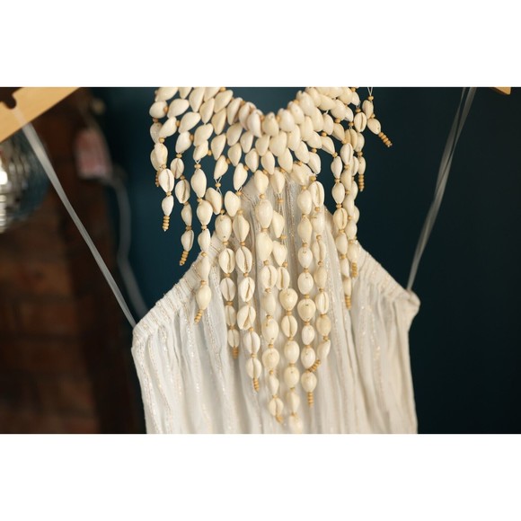 Ramy Brook NWT Viola Shell Bib Swim Cover-Up White Dress Size M - Picture 3 of 15